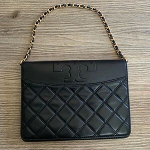 TORY BURCH Leather black bag.